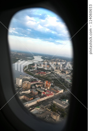 View from the plane when landing on an industrial city View from the plane when landing on an industrial city 114060653