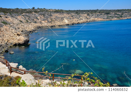 Seascape with moored boats. The concept of rest, travel. Seascape with moored boats. The concept of rest, travel. 114060832