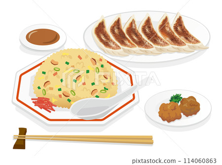 中餐_炒飯套餐_餃子和炸雞（白底） 114060863