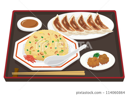 Chinese food_Fried rice set meal_Dumplings and fried chicken Chinese food_Fried rice set meal_Dumplings and fried chicken 114060864