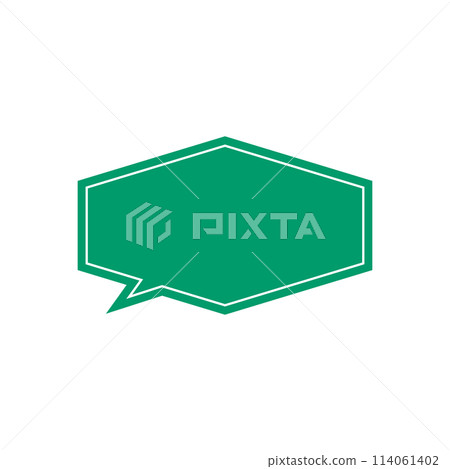 Simple green horizontal hexagonal speech bubble_double line_left facing single item Simple green horizontal hexagonal speech bubble_double line_left facing single item 114061402