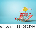 Summer beach vacation with deck chairs 114061540