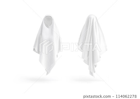 Blank white female khimar mockup, front and back view Blank white female khimar mockup, front and back view 114062278