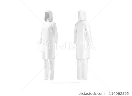 Blank white burkini mockup, back side view Blank white burkini mockup, back side view 114062295