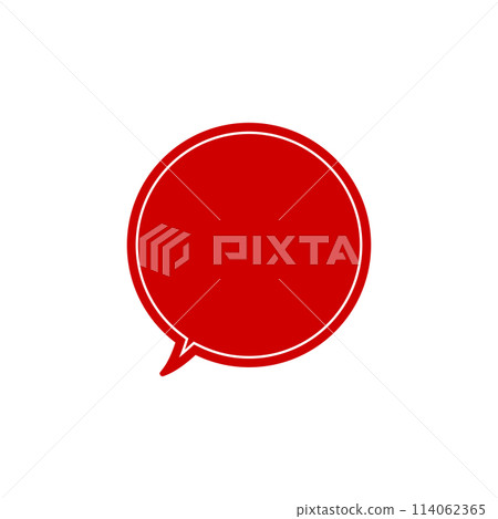 Simple red round speech bubble_double line_left facing single item 114062365