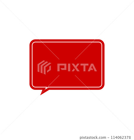 Simple red rectangular speech bubble_double line_left facing single item 114062378