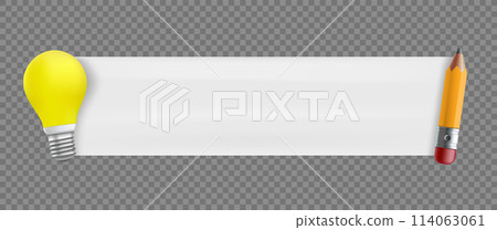 Banner mockup with light bulb and pencil. 114063061