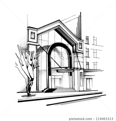 Hand drawn sketch illustration. 114063313