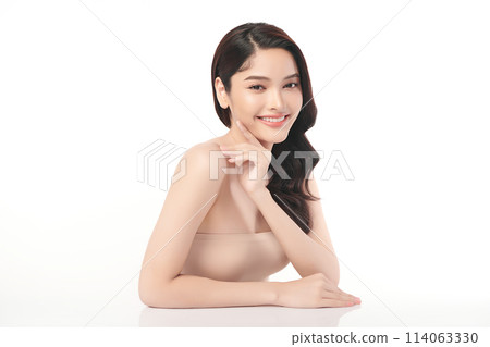 Beautiful Young transgender woman with clean fresh skin on white background, Face care, Facial treatment, Cosmetology, beauty and spa, transgender women portrait. Beautiful Young transgender woman with clean fresh skin on white background, Face care, Facial treatment, Cosmetology, beauty and spa, transgender women portrait. 114063330