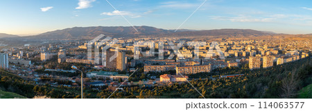 Residential area of Tbilisi, multi-storey buildings in Gldani 114063577