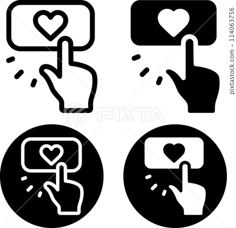 Finger pressing the heart button icon set 114063756