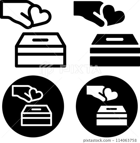 Hands putting a heart in a box icon set Hands putting a heart in a box icon set 114063758