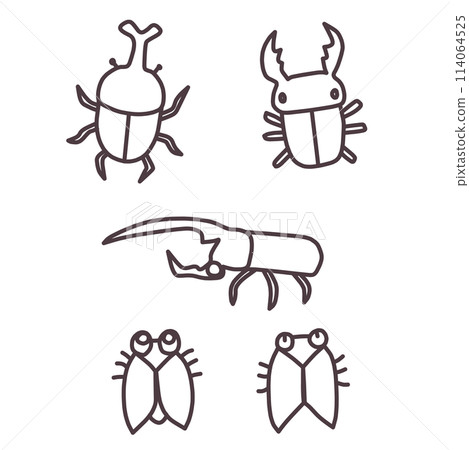 一組甲蟲、銼蟲、蟬等昆蟲的變形插圖，靈感來自夏天。 114064525