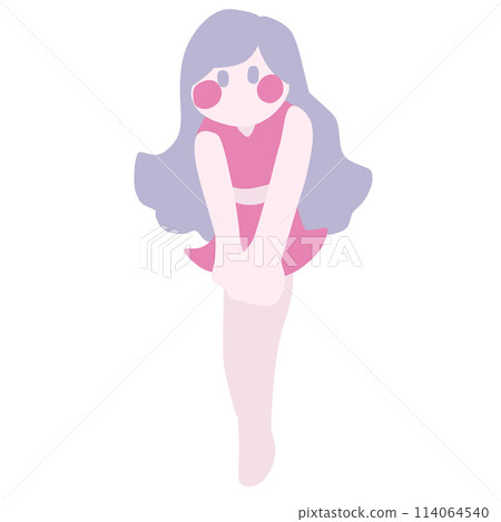 一個穿著泳衣的可愛變形女孩的插圖 114064540