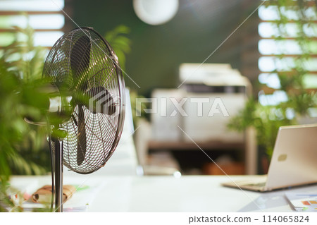 electric fan in modern green office 114065824