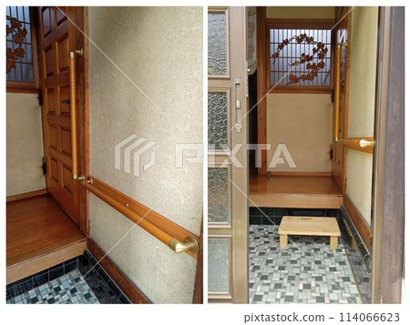 Doorway railing and steps 114066623