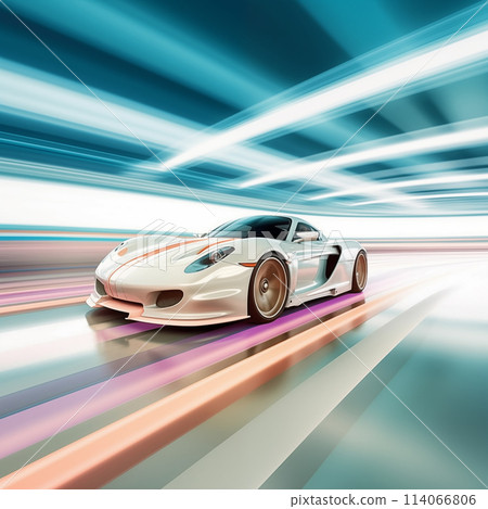 Modern Performance Car in High-Speed Motion 114066806