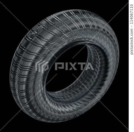 Industrial Coil in High Detail on Black Background 114067110
