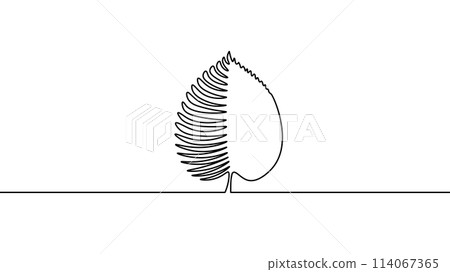 Single continuous line art growing sprout. Plant leaves seed grow soil seedling eco natural farm concept design one sketch outline drawing vector illustration 114067365