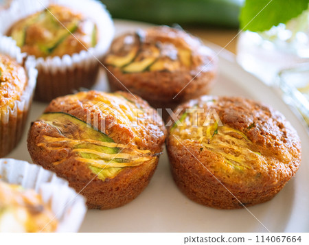 Zucchini muffins on a plate Zucchini muffins on a plate 114067664