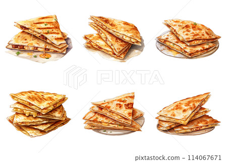 Indulge in a Quesadilla with Stretchy Melted Cheese 114067671