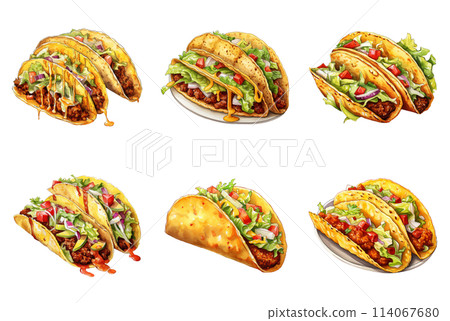 Delicious Ground Beef Taco in Soft Corn Tortilla with Fresh Ingredients 114067680