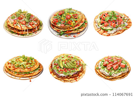 Tostadas with a Variety of Toppings Tostadas with a Variety of Toppings 114067691