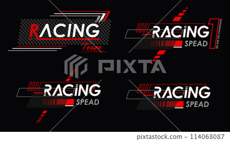 Race sport car stripe stickers, checker decals. Motorsport championship or rally racing tournament vintage symbols. Car tuning stickers, speed racing stripes. Markings for transport. 114068087