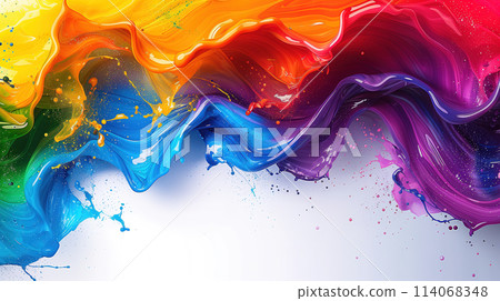 Vibrant Rainbow Paint Flow Capturing the Essence of LGBT Pride 114068348