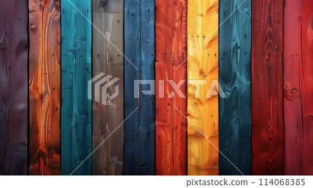 Rainbow Colored Wooden Fence With LGBT Pride Colors 114068385