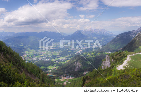 Mountain valley with tracks near Jenner mount in Berchtesgaden National Park 114068419