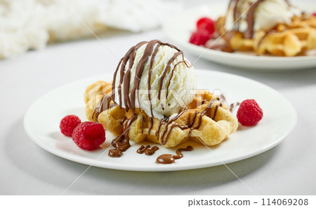 freshly baked belgian waffle 114069208