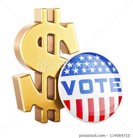 Vote badge, election in the USA with dollar symbol, 3D rendering 114069710