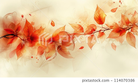 Red Leaves on White Background 114070386