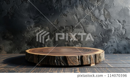 Wooden podium on wooden floor 114070396