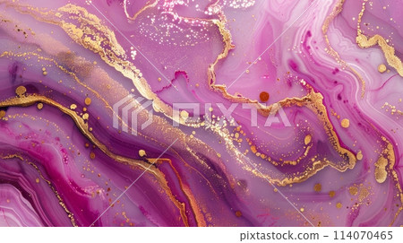 Pink and gold abstract painting marble background 114070465