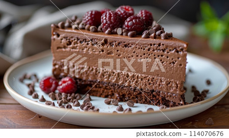 Decadent Chocolate Cake With Fresh Berries 114070676