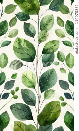 Painting of Leaves on White Background 114070885