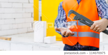 Concept of providing plumbing services during. Concept of providing plumbing services during. 114070975