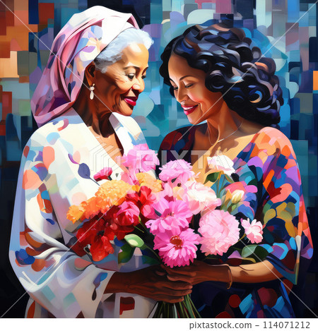 Adult daughter greeting her mother. Mother's day concept 114071212