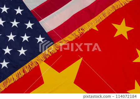National flag of United States of America and national flag of China Peoples Republic 114072184
