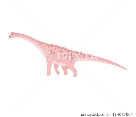 Vector hand drawn flat pink diplodocus dinosaur Vector hand drawn flat pink diplodocus dinosaur 114073064