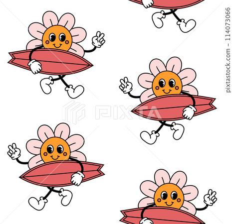Vector seamless pattern of flower with surf 114073066