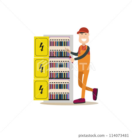 Professional electrician vector illustration in flat style 114073481