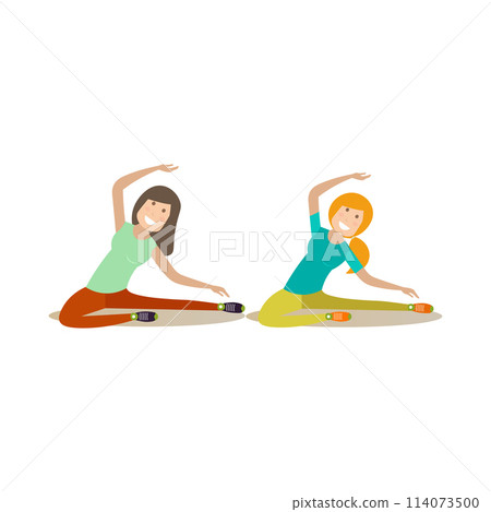 Training outside people vector flat illustration Training outside people vector flat illustration 114073500