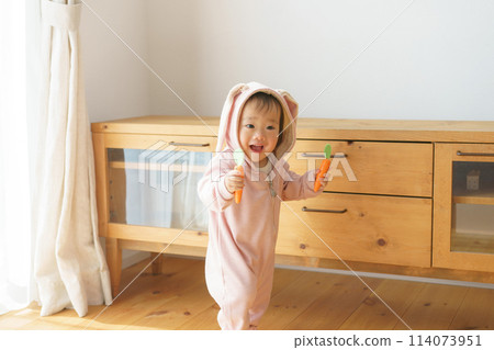 Baby in a rabbit's costume 114073951