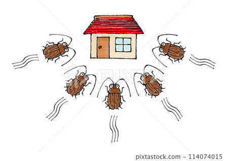 一群蟑螂聚集在房子裡 114074015