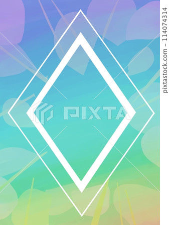 Illustration of flower petals floating in a rainbow-colored sky 114074314