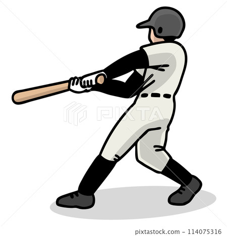 棒球選手用球棒擊球的向量圖 114075316