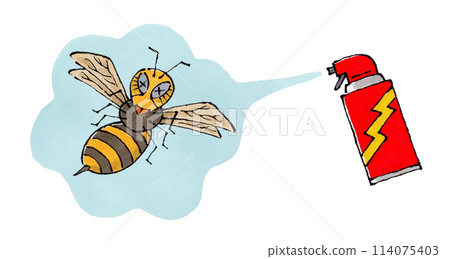 A hornet being sprayed with insecticide A hornet being sprayed with insecticide 114075403
